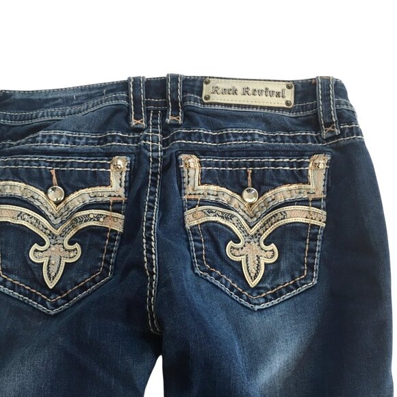Rock Revival Jeans Womens 30 Iselin Capri Embellished Pockets Stretch E9439P - Picture 2 of 14